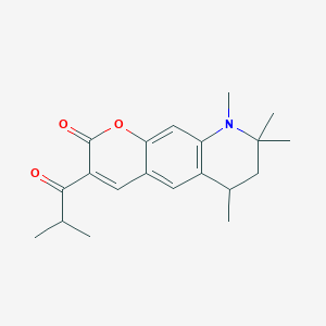 molecular formula C20H25NO3 B11177132 6,8,8,9-tetramethyl-3-(2-methylpropanoyl)-6,7,8,9-tetrahydro-2H-pyrano[3,2-g]quinolin-2-one 