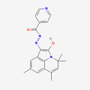 molecular formula C21H20N4O2 B11177217 N'-[(1E)-4,4,6,8-tetramethyl-2-oxo-4H-pyrrolo[3,2,1-ij]quinolin-1(2H)-ylidene]pyridine-4-carbohydrazide 