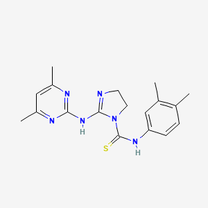 molecular formula C18H22N6S B11177240 N-(3,4-dimethylphenyl)-2-[(4,6-dimethylpyrimidin-2-yl)amino]-4,5-dihydroimidazole-1-carbothioamide CAS No. 674362-42-6