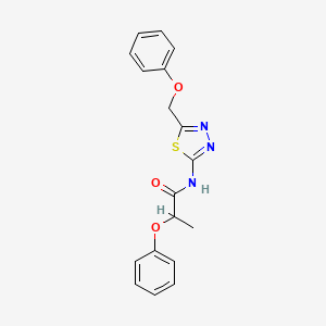 molecular formula C18H17N3O3S B11177280 2-phenoxy-N-[5-(phenoxymethyl)-1,3,4-thiadiazol-2-yl]propanamide 