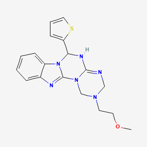 molecular formula C18H20N6OS B11177330 4-(2-methoxyethyl)-9-thiophen-2-yl-2,4,6,8,10,17-hexazatetracyclo[8.7.0.02,7.011,16]heptadeca-1(17),6,11,13,15-pentaene 