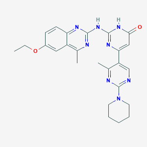 molecular formula C25H28N8O2 B11177347 2-[(4,7-dimethylquinazolin-2-yl)amino]-4'-methyl-2'-piperidin-1-yl-4,5'-bipyrimidin-6(1H)-one 