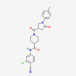 molecular formula C25H25ClN4O3 B11177359 N-(3-chloro-4-cyanophenyl)-1-{[1-(4-methylphenyl)-5-oxopyrrolidin-3-yl]carbonyl}piperidine-4-carboxamide 