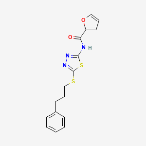 molecular formula C16H15N3O2S2 B11177362 N-{5-[(3-phenylpropyl)sulfanyl]-1,3,4-thiadiazol-2-yl}furan-2-carboxamide 