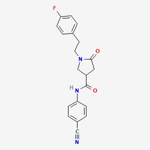 molecular formula C20H18FN3O2 B11177383 N-(4-cyanophenyl)-1-[2-(4-fluorophenyl)ethyl]-5-oxopyrrolidine-3-carboxamide 