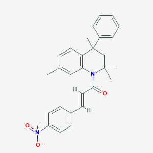 molecular formula C28H28N2O3 B11177436 (2E)-3-(4-nitrophenyl)-1-(2,2,4,7-tetramethyl-4-phenyl-3,4-dihydroquinolin-1(2H)-yl)prop-2-en-1-one 