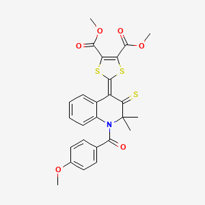 dimethyl 2-{1-[(4-methoxyphenyl)carbonyl]-2,2-dimethyl-3-thioxo-2,3-dihydroquinolin-4(1H)-ylidene}-1,3-dithiole-4,5-dicarboxylate