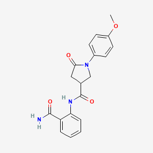 N-(2-carbamoylphenyl)-1-(4-methoxyphenyl)-5-oxopyrrolidine-3-carboxamide