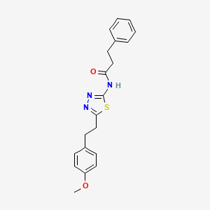 molecular formula C20H21N3O2S B11177510 N-{5-[2-(4-methoxyphenyl)ethyl]-1,3,4-thiadiazol-2-yl}-3-phenylpropanamide 