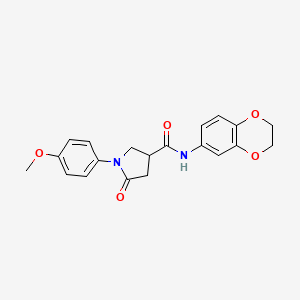 molecular formula C20H20N2O5 B11177526 N-(2,3-dihydro-1,4-benzodioxin-6-yl)-1-(4-methoxyphenyl)-5-oxopyrrolidine-3-carboxamide 