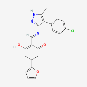 2-({[4-(4-chlorophenyl)-3-methyl-1H-pyrazol-5-yl]amino}methylidene)-5-(furan-2-yl)cyclohexane-1,3-dione