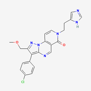 molecular formula C22H19ClN6O2 B11177557 3-(4-chlorophenyl)-7-[2-(1H-imidazol-5-yl)ethyl]-2-(methoxymethyl)pyrazolo[1,5-a]pyrido[3,4-e]pyrimidin-6(7H)-one 