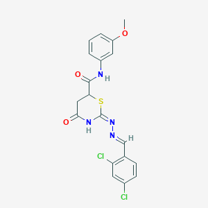 2-[(2E)-2-(2,4-dichlorobenzylidene)hydrazinyl]-N-(3-methoxyphenyl)-4-oxo-5,6-dihydro-4H-1,3-thiazine-6-carboxamide