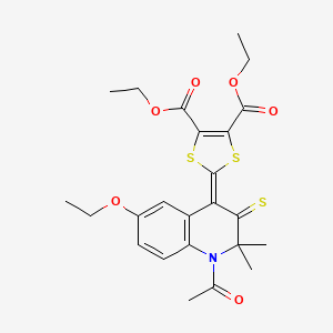 diethyl 2-[1-acetyl-6-ethoxy-2,2-dimethyl-3-thioxo-2,3-dihydro-4(1H)-quinolinyliden]-1,3-dithiole-4,5-dicarboxylate