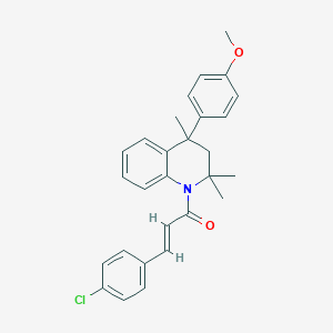 molecular formula C28H28ClNO2 B11177645 (2E)-3-(4-chlorophenyl)-1-[4-(4-methoxyphenyl)-2,2,4-trimethyl-3,4-dihydroquinolin-1(2H)-yl]prop-2-en-1-one 