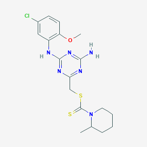 {4-Amino-6-[(5-chloro-2-methoxyphenyl)amino]-1,3,5-triazin-2-yl}methyl 2-methylpiperidine-1-carbodithioate