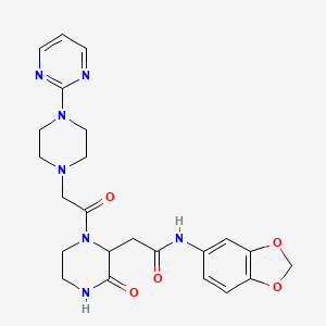 N-(1,3-benzodioxol-5-yl)-2-(3-oxo-1-{[4-(pyrimidin-2-yl)piperazin-1-yl]acetyl}piperazin-2-yl)acetamide