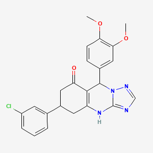 molecular formula C23H21ClN4O3 B11177709 6-(3-chlorophenyl)-9-(3,4-dimethoxyphenyl)-5,6,7,9-tetrahydro[1,2,4]triazolo[5,1-b]quinazolin-8(4H)-one 