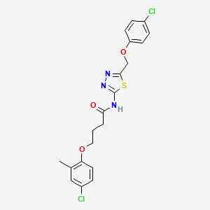 molecular formula C20H19Cl2N3O3S B11177749 4-(4-chloro-2-methylphenoxy)-N-{5-[(4-chlorophenoxy)methyl]-1,3,4-thiadiazol-2-yl}butanamide 