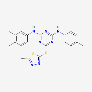 N,N'-bis(3,4-dimethylphenyl)-6-[(5-methyl-1,3,4-thiadiazol-2-yl)sulfanyl]-1,3,5-triazine-2,4-diamine