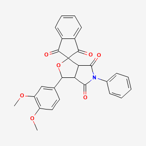 molecular formula C28H21NO7 B11177793 3-(3,4-dimethoxyphenyl)-5-phenyl-3a,6a-dihydrospiro[furo[3,4-c]pyrrole-1,2'-indene]-1',3',4,6(3H,5H)-tetrone 