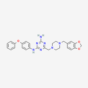 6-{[4-(1,3-benzodioxol-5-ylmethyl)piperazin-1-yl]methyl}-N-(4-phenoxyphenyl)-1,3,5-triazine-2,4-diamine