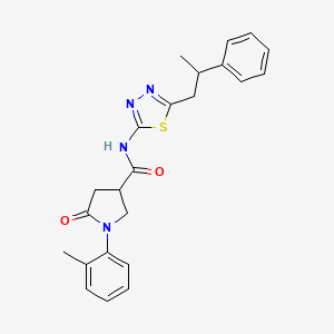 molecular formula C23H24N4O2S B11177842 1-(2-methylphenyl)-5-oxo-N-[5-(2-phenylpropyl)-1,3,4-thiadiazol-2-yl]pyrrolidine-3-carboxamide 