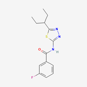 molecular formula C14H16FN3OS B11177906 3-fluoro-N-[5-(pentan-3-yl)-1,3,4-thiadiazol-2-yl]benzamide 