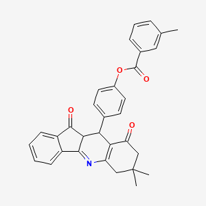 molecular formula C32H27NO4 B11177911 4-(7,7-dimethyl-9,11-dioxo-7,8,9,10,10a,11-hexahydro-6H-indeno[1,2-b]quinolin-10-yl)phenyl 3-methylbenzoate 