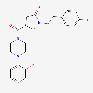 molecular formula C23H25F2N3O2 B11177981 1-[2-(4-Fluorophenyl)ethyl]-4-{[4-(2-fluorophenyl)piperazin-1-yl]carbonyl}pyrrolidin-2-one 