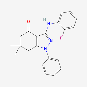 3-[(2-fluorophenyl)amino]-6,6-dimethyl-1-phenyl-1,5,6,7-tetrahydro-4H-indazol-4-one