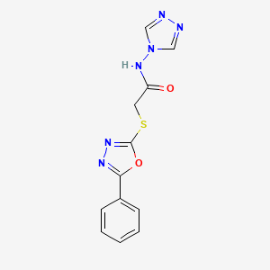 2-[(5-phenyl-1,3,4-oxadiazol-2-yl)sulfanyl]-N-(1,2,4-triazol-4-yl)acetamide