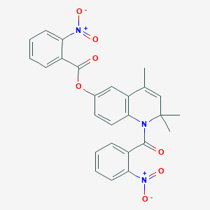 molecular formula C26H21N3O7 B11178131 2,2,4-Trimethyl-1-[(2-nitrophenyl)carbonyl]-1,2-dihydroquinolin-6-yl 2-nitrobenzoate 