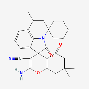 2-Amino-6',7,7-trimethyl-2',5-dioxo-5,5',6,6',7,8-hexahydrodispiro[chromene-4,1'-pyrrolo[3,2,1-ij]quinoline-4',1''-cyclohexane]-3-carbonitrile