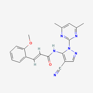 molecular formula C20H18N6O2 B11178189 (2E)-N-[4-cyano-1-(4,6-dimethylpyrimidin-2-yl)-1H-pyrazol-5-yl]-3-(2-methoxyphenyl)prop-2-enamide 