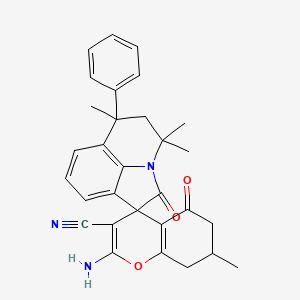 2-amino-4',4',6',7-tetramethyl-2',5-dioxo-6'-phenyl-5,5',6,6',7,8-hexahydro-4'H-spiro[chromene-4,1'-pyrrolo[3,2,1-ij]quinoline]-3-carbonitrile