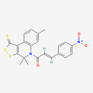 (2E)-3-(4-nitrophenyl)-1-(4,4,7-trimethyl-1-thioxo-1,4-dihydro-5H-[1,2]dithiolo[3,4-c]quinolin-5-yl)prop-2-en-1-one