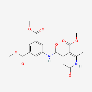 molecular formula C19H20N2O8 B11178267 Dimethyl 5-({[5-(methoxycarbonyl)-6-methyl-2-oxo-1,2,3,4-tetrahydropyridin-4-yl]carbonyl}amino)benzene-1,3-dicarboxylate 