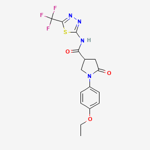 molecular formula C16H15F3N4O3S B11178312 1-(4-ethoxyphenyl)-5-oxo-N-[5-(trifluoromethyl)-1,3,4-thiadiazol-2-yl]pyrrolidine-3-carboxamide 