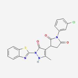 3-[1-(1,3-benzothiazol-2-yl)-5-hydroxy-3-methyl-1H-pyrazol-4-yl]-1-(3-chlorophenyl)pyrrolidine-2,5-dione