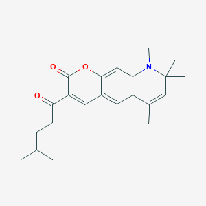 molecular formula C22H27NO3 B11178317 6,8,8,9-tetramethyl-3-(4-methylpentanoyl)-8,9-dihydro-2H-pyrano[3,2-g]quinolin-2-one 