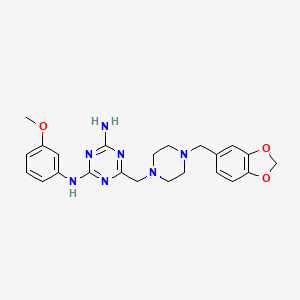 6-{[4-(1,3-benzodioxol-5-ylmethyl)piperazin-1-yl]methyl}-N-(3-methoxyphenyl)-1,3,5-triazine-2,4-diamine