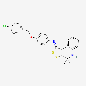 molecular formula C25H21ClN2OS2 B11178366 4-[(4-chlorobenzyl)oxy]-N-[(1Z)-4,4-dimethyl-4,5-dihydro-1H-[1,2]dithiolo[3,4-c]quinolin-1-ylidene]aniline 