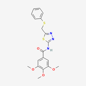 molecular formula C19H19N3O4S2 B11178379 3,4,5-trimethoxy-N-{5-[(phenylsulfanyl)methyl]-1,3,4-thiadiazol-2-yl}benzamide 