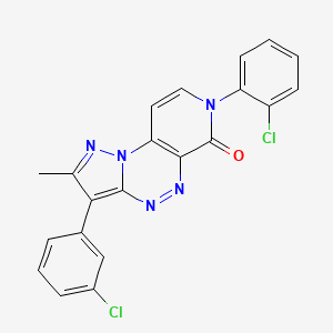 molecular formula C21H13Cl2N5O B11178390 7-(2-chlorophenyl)-3-(3-chlorophenyl)-2-methylpyrazolo[5,1-c]pyrido[4,3-e][1,2,4]triazin-6(7H)-one 