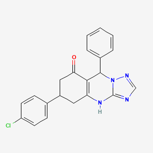 molecular formula C21H17ClN4O B11178429 6-(4-chlorophenyl)-9-phenyl-5,6,7,9-tetrahydro[1,2,4]triazolo[5,1-b]quinazolin-8(4H)-one 