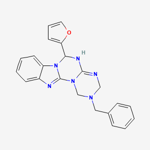 molecular formula C22H20N6O B11178433 4-benzyl-9-(furan-2-yl)-2,4,6,8,10,17-hexazatetracyclo[8.7.0.02,7.011,16]heptadeca-1(17),6,11,13,15-pentaene 