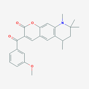 molecular formula C24H25NO4 B11178449 3-[(3-methoxyphenyl)carbonyl]-6,8,8,9-tetramethyl-6,7,8,9-tetrahydro-2H-pyrano[3,2-g]quinolin-2-one 