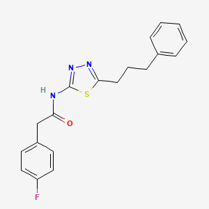 molecular formula C19H18FN3OS B11178473 2-(4-fluorophenyl)-N-[5-(3-phenylpropyl)-1,3,4-thiadiazol-2-yl]acetamide 