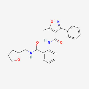 molecular formula C23H23N3O4 B11178494 5-methyl-3-phenyl-N-{2-[(tetrahydrofuran-2-ylmethyl)carbamoyl]phenyl}-1,2-oxazole-4-carboxamide 